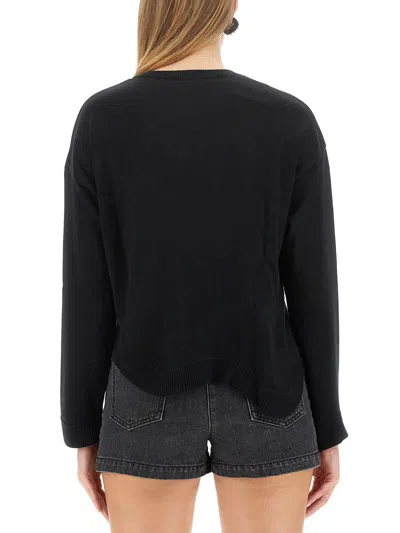 Moschino Asymmetric Hem Crewneck Knitted Jumper In Black