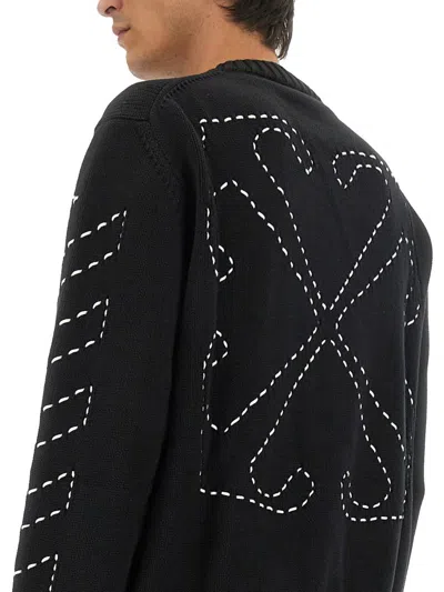 Off-white Diag Stripe Embroidered Jumper Black In Black