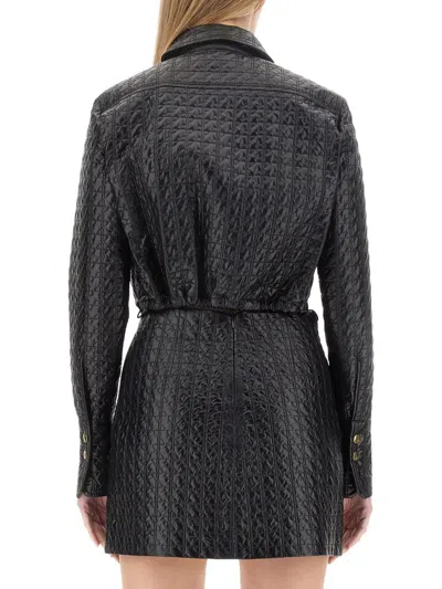 Patou Cropped Textured Collared Jacket With Cuffed Sleeves In Black