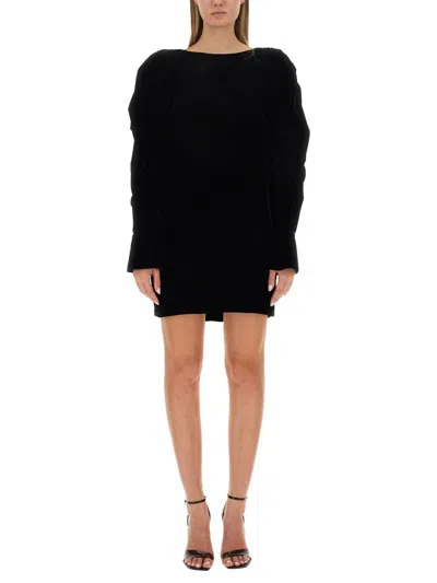 Nina Ricci Slim Fit Mini Dress With Voluminous Sleeves In Black