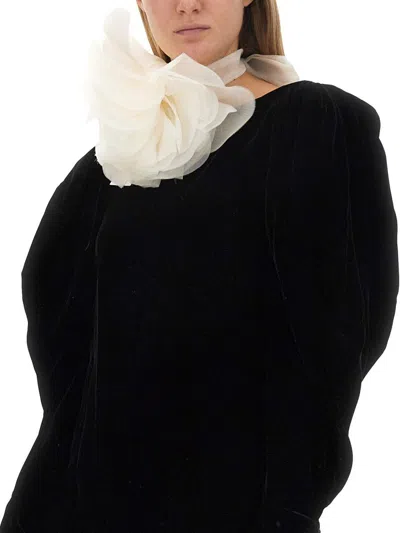 Nina Ricci Slim Fit Mini Dress With Voluminous Sleeves In Black