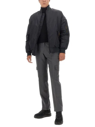K-way Oversized Bomber Jacket With Ribbed Finish In Black