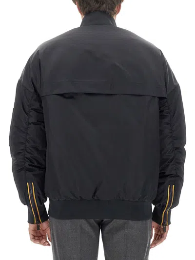 K-way Oversized Bomber Jacket With Ribbed Finish In Black