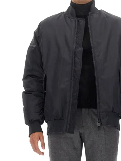 K-way Oversized Bomber Jacket With Ribbed Finish In Black