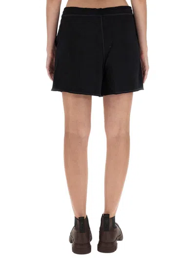 Ganni Logo Organic Cotton Shorts In Black