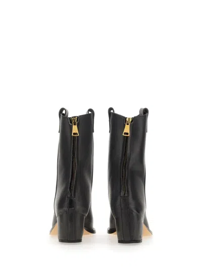 N°21 Pointed Toe Leather Boots With Block Heel In Black