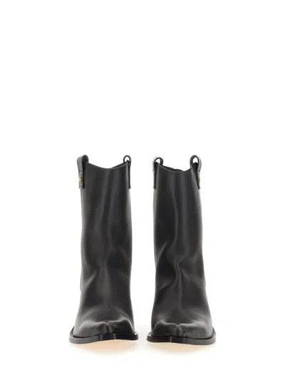 N°21 Pointed Toe Leather Boots With Block Heel In Black