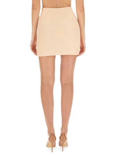 Alessandra Rich High-waisted Slim Fit Tweed Skirt In Yellow