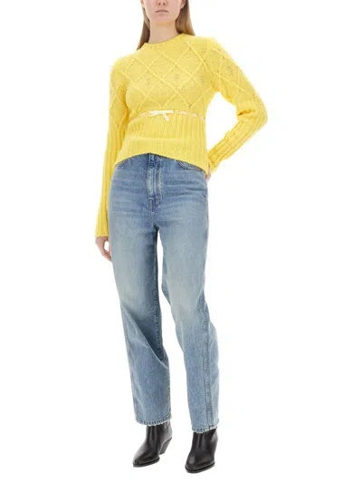 Cormio Oma 5 Embroidered Wool Blend Sweater In Yellow