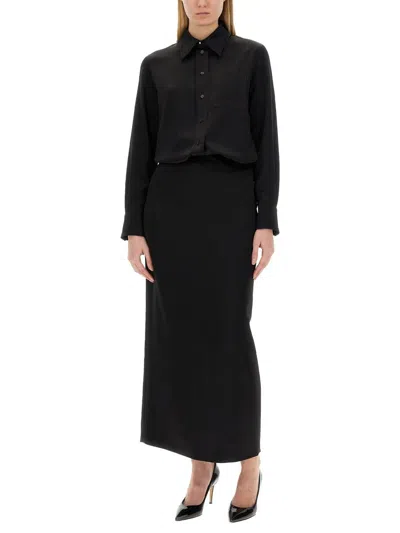 Lanvin Crepe De Chine Shirt With Button-down Front In Black