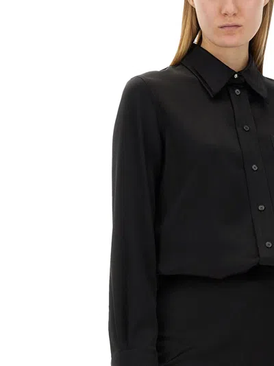 Lanvin Crepe De Chine Shirt With Button-down Front In Black