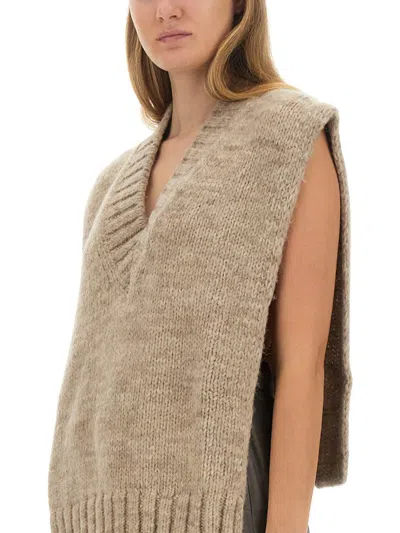 Maison Margiela Knitted Vest In Beige