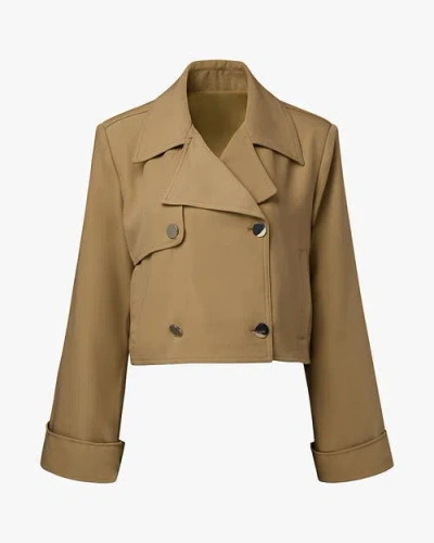 Weworewhat Cropped Trench Coat In Soft Brown