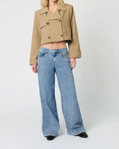 Weworewhat Cropped Trench Coat In Soft Brown