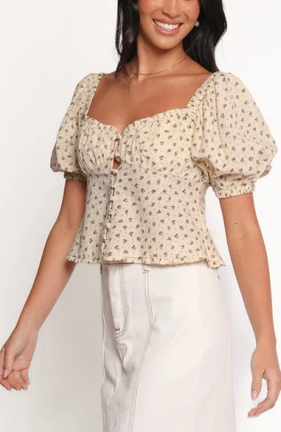 Petal And Pup Petal & Pup Maud Floral Puff Sleeve Button Front Top In Multi