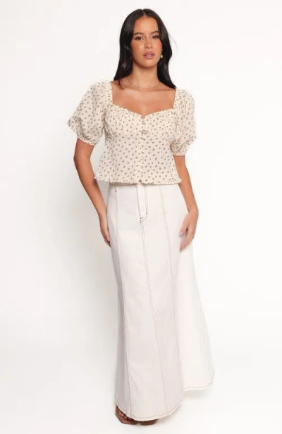 Petal And Pup Petal & Pup Maud Floral Puff Sleeve Button Front Top In Multi