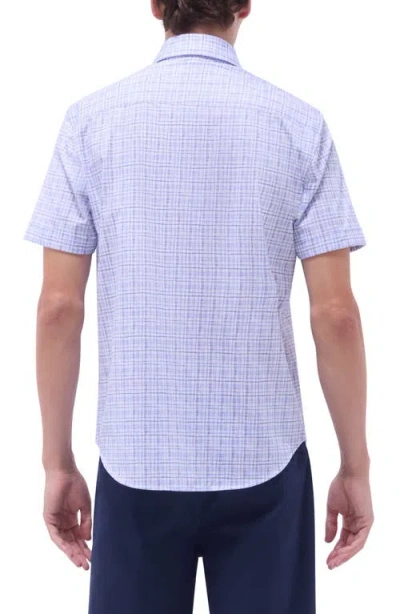 Bugatchi Miles Ooohcotton® Plaid Short Sleeve Button-up Shirt In Air Blue