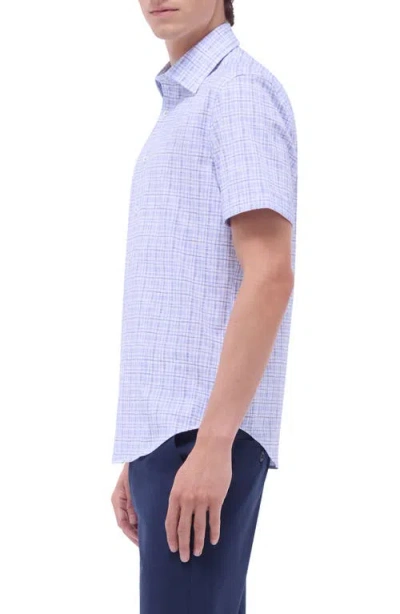 Bugatchi Miles Ooohcotton® Plaid Short Sleeve Button-up Shirt In Air Blue