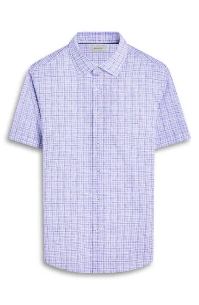 Bugatchi Miles Ooohcotton® Plaid Short Sleeve Button-up Shirt In Air Blue