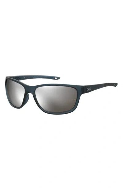 Under Armour 61mm Gradient Polarized Rectangular Sunglasses In Matte Black Crystal