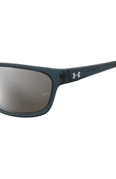 Under Armour 61mm Gradient Polarized Rectangular Sunglasses In Matte Black Crystal