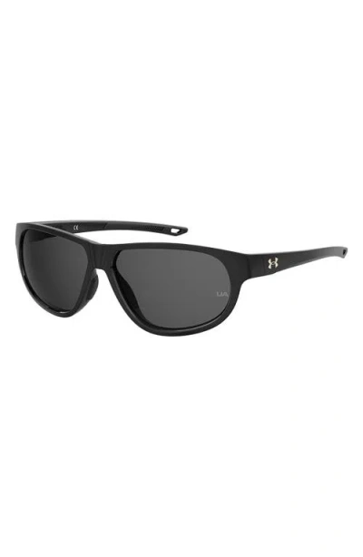 Under Armour 59mm Gradient Polarized Rectangular Sunglasses In Black