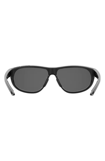 Under Armour 59mm Gradient Polarized Rectangular Sunglasses In Black