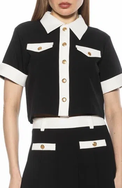 Alexia Admor Emery Collared Button-up Shirt In Black