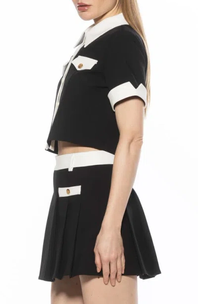 Alexia Admor Emery Collared Button-up Shirt In Black