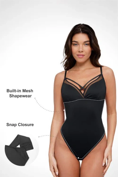 Popilush Shapewear Sheer Mesh Sleeveless In Midnight Black