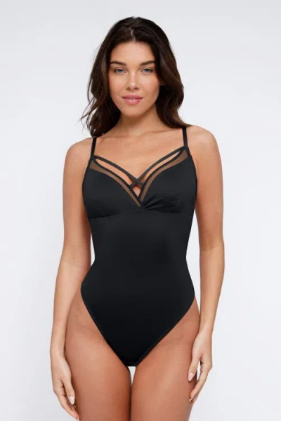 Popilush Shapewear Sheer Mesh Sleeveless In Midnight Black