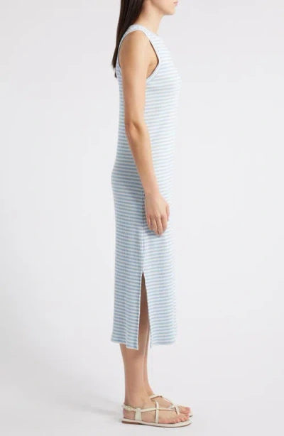 Rails Stripe Rib Midi Tank Dress In Chambray Blue Stripe
