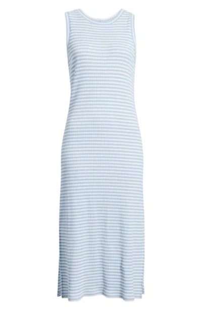 Rails Stripe Rib Midi Tank Dress In Chambray Blue Stripe