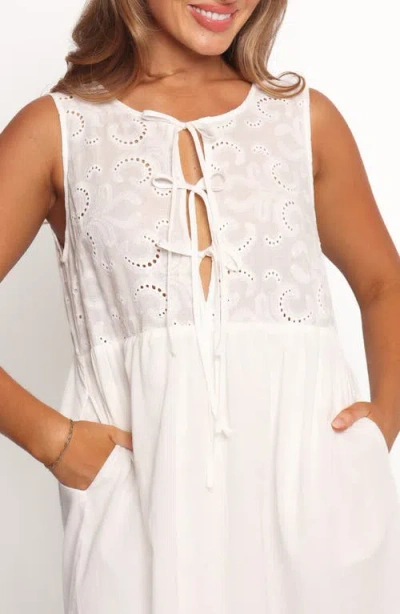 Petal And Pup Petal & Pup Nyssa Embroidered Sleeveless Cotton Sundress In White