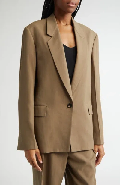 Ferragamo Khaki Single Breasted Blazer In Lead Green