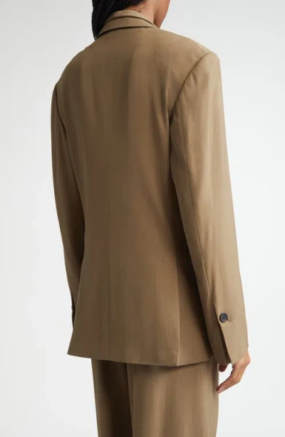 Ferragamo Khaki Single Breasted Blazer In Lead Green