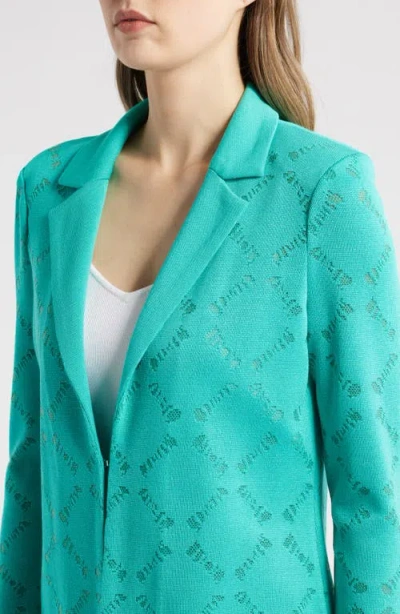 Ming Wang Burnout Knit Jacket In Emerald Awe
