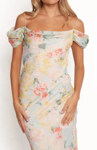Petal And Pup Petal & Pup Esther Floral Cold Shoulder Midi Dress In Multi