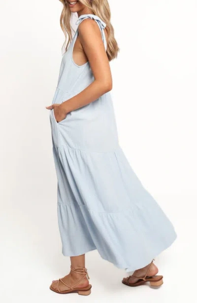 Petal And Pup Petal & Pup Marcy Linen Midi Dress In Blue