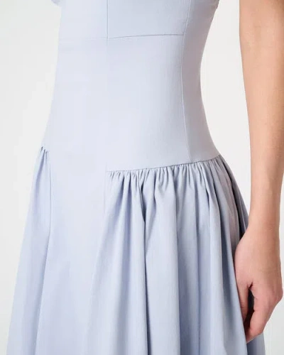 Weworewhat Flare Panel Linen-blend Midi Dress In Powder Blue