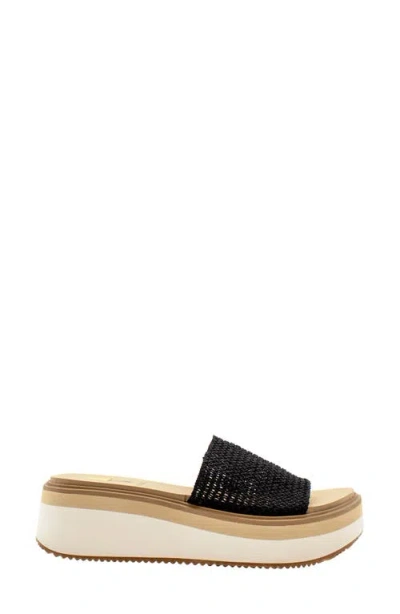 Volatile Portobello Platform Wedge Sandal In Black Raffia
