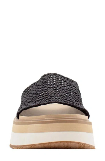 Volatile Portobello Platform Wedge Sandal In Black Raffia