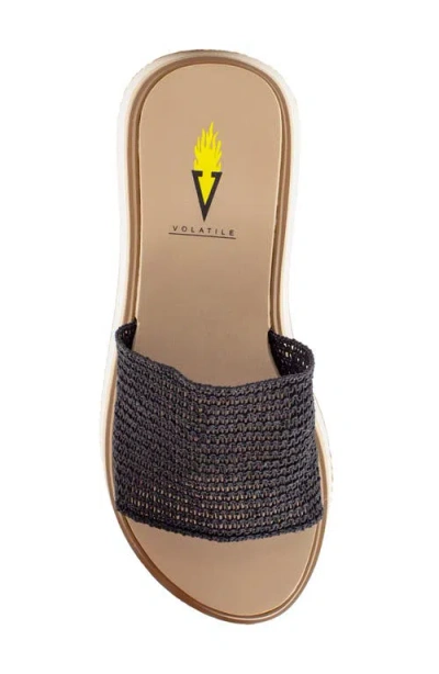 Volatile Portobello Platform Wedge Sandal In Black Raffia
