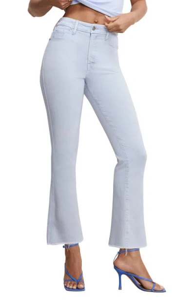 Good American Soft-tech Good Curve Frayed High Waist Ankle Straight Leg Jeans In Winter Sky001