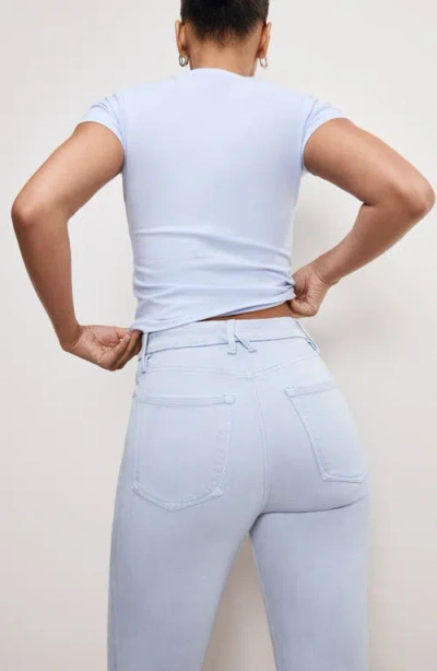 Good American Soft-tech Good Curve Frayed High Waist Ankle Straight Leg Jeans In Winter Sky001