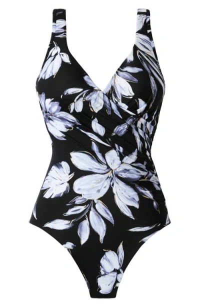 Miraclesuit ® Fiore Di Luna It's A Wrap One-piece Swimsuit In Black/white