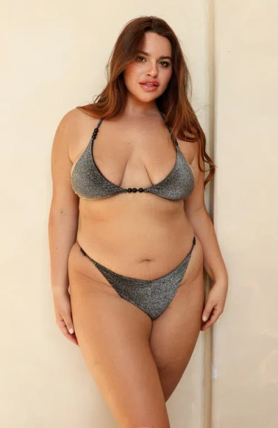 Dippin Daisys Bali Triangle Bikini Top In Sparkle Black