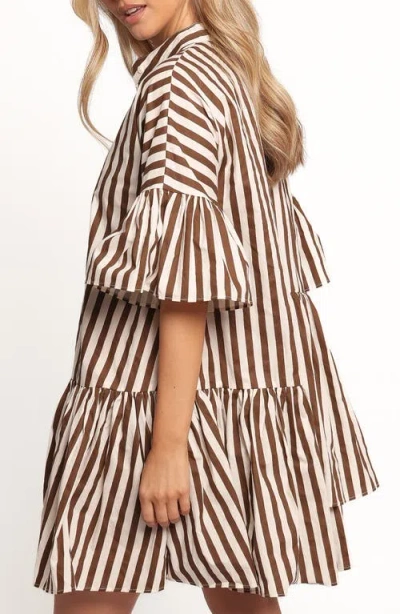 Petal And Pup Petal & Pup Jacqueline Stripe Cotton Shirtdress In Brown