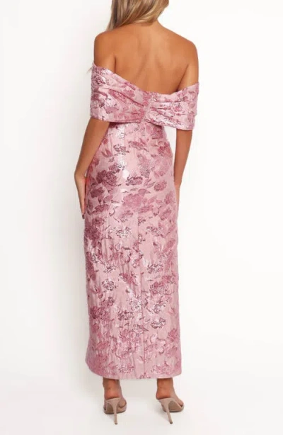 Petal And Pup Petal & Pup Lilia Off The Shoulder Floral Jacquard Maxi Dress In Pink