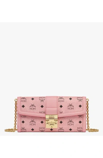 Mcm Tracy Large Monogram Wallet On Chain In Pink
